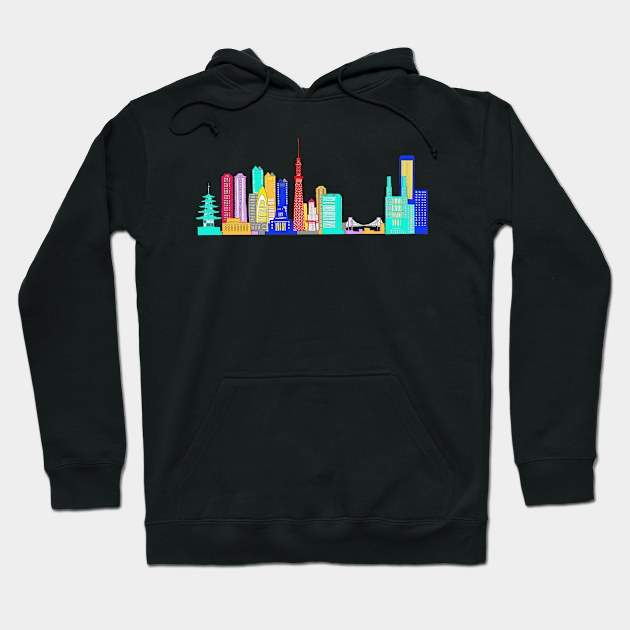 Tokyo skyline buildings Hoodie by drknice